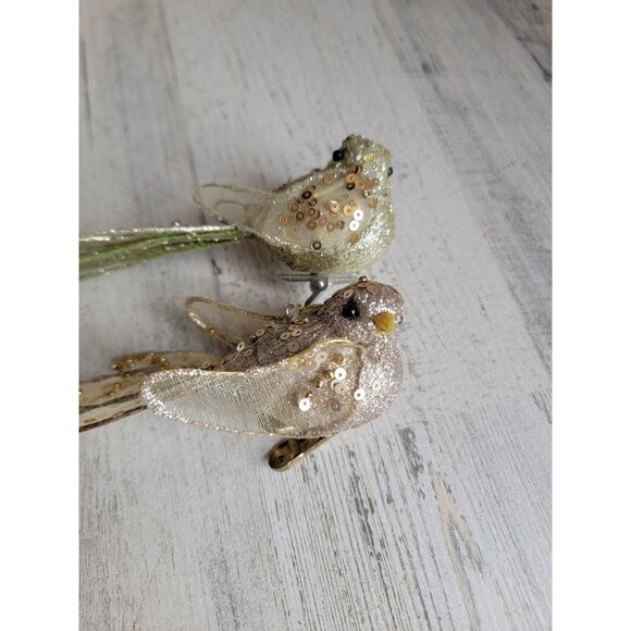 Clip on glitter bird long tail ornament Xmas set unique - Picture 5 of 9